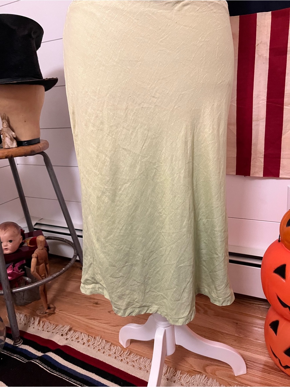 Vtg Y2K GAP Linen Cotton Skirt Yellow Green Ombre Beads 2 fairy preppy - Picture 2 of 10